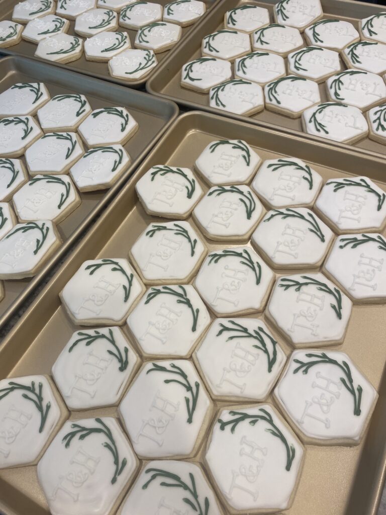 Tray of branded cookies